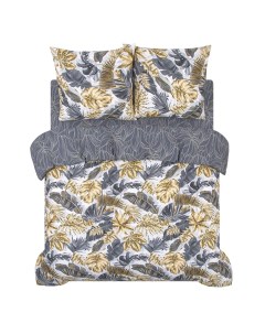 Комплект постельного белья Тропикано двуспальный с европростыней поплин серый Артпостель