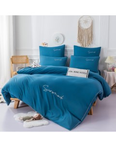 Комплект постельного белья Однотонный Сатин Вышивка CH039 70 70 2 шт 1 5 спальный Ситрейд