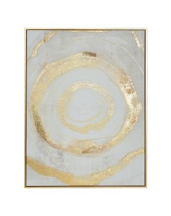 Картина в раме 75x100 см xолст фольга золотисто бежевая Круги Abstract Kuchenland