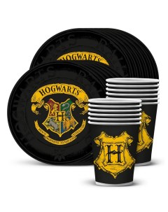 Набор для праздника Harry Potter Гербы Хогвартса тарелки и стаканы по 12 шт Nd play
