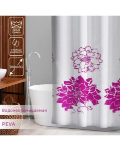 Штора для ванной комнаты Доляна Пионы 180x180 см PEVA Nobrand