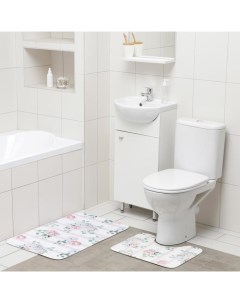 Набор ковриков для ванны и туалета Розалия 2 шт 50x80 40x50 см Доляна