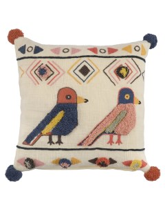 Чехол на подушку в этническом стиле с помпонами и вышивкой Птицы из коллекции Ethnic 45х4 Tkano