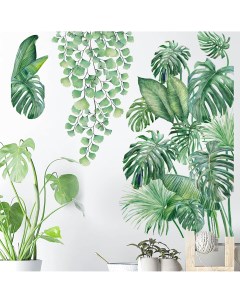 Наклейки интерьерные Большие тропические листья на стену набор 9 стикеров Verol