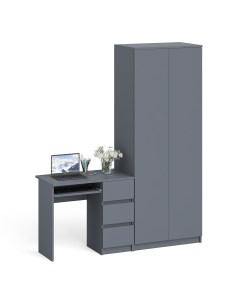 Шкаф распашной Мори 800 1 и стол компьютерный МС 6Пр графит 170х50х210 см Свк