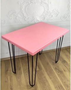 Стол кухонный Loft металл дерево 100x60х75 розовый с черными ножками шпильками Solarius