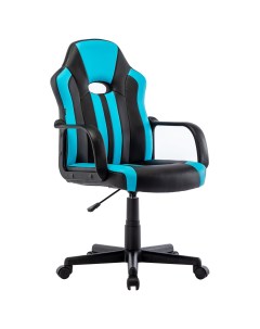 Кресло компьютерное Stripe GM 202 экокожа черное голубое Brabix