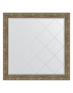 Зеркало с гравировкой в раме 105x105см BY 4446 виньетка античная латунь Evoform
