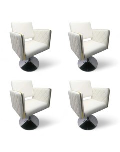 Парикмахерское кресло Лотос II Белый Гидравлика диск 4 кресла Nobrand