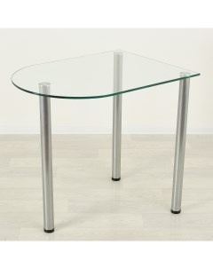 Стеклянный стол Эдель 30 3 прозрачный металлик 800х700 Mebel apartment