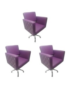 Парикмахерское кресло Гламурис Фиолетовый Гидравлика пятилучье 3 кресла Мебель бьюти