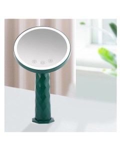 Круглое сенсорное косметическое зеркало со светодиодной подсветкой зеленое Nobrand