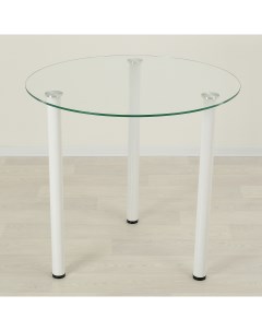 Стеклянный стол Эдель 18 3 прозрачный белый D90 Mebel apartment
