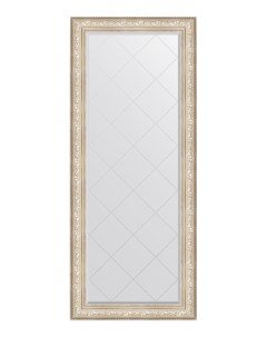Зеркало с гравировкой напольное в раме виньетка серебро Evoform