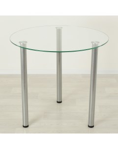 Стеклянный стол Эдель 18 3 прозрачный металлик D70 Mebel apartment