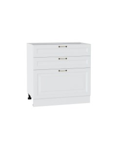Напольный шкаф 803 с 3 мя ящиками МС Ницца МДФ цвет Белый Айленд СофтФ53 Сурская мебель