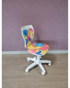 Кресло компьютерное детское Бамба W на белом пластике абстракция Фабрикант