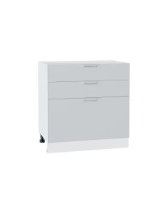 Напольный шкаф 803 с 3 мя ящиками МС МЕМФИС МДФ Белый Атласный серый Ф53 Сурская мебель