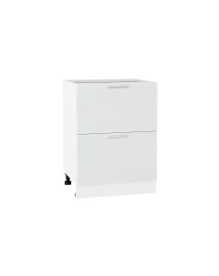 Напольный шкаф 602 с 2 мя ящиками МС Валерия МДФ цвет Белый Айленд силк Ф42 Сурская мебель