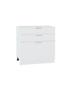 Напольный шкаф 803 с 3 мя ящиками МС МЕМФИС МДФ цвет Белый Белый софт Ф53 Сурская мебель