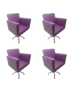 Парикмахерское кресло Гламурис Фиолетовый Гидравлика пятилучье 4 кресла Мебель бьюти