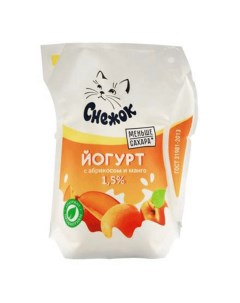 Йогурт питьевой абрикос манго 1 5 БЗМЖ 260 мл Снежок