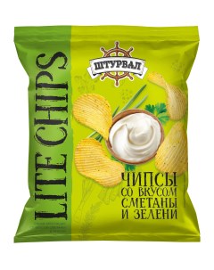 Чипсы картофельные Lite Chips сметана и зелень 65 г Штурвал