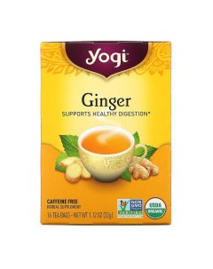 Чай в пакетиках Ginger Имбирь без кофеина 16 пакетиков Yogi tea