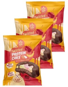 Протеиновое печенье TWISTED Protein Cake Вишня миндаль и банан 3 шт по 70 г Fit kit