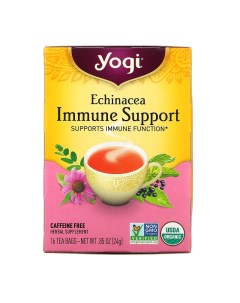 Чай в пакетиках Skin Immune Support с эхинацеей без кофеина 16 пакетиков Yogi tea