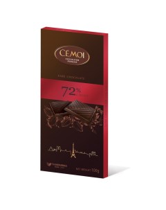 Горький шоколад 72 какао 100г Cemoi