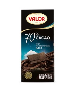 Плитка темный шоколад с солью 100 г Valor