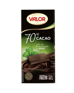 Плитка темный шоколад с мятой 100 г Valor