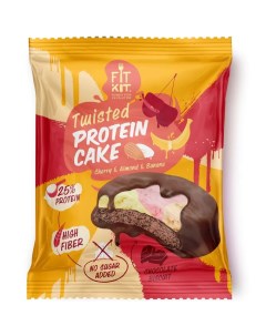Протеиновое печенье TWISTED Protein Cake вишня миндаль банан 12 шт по 70 г Fit kit