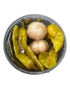 Овощное ассорти Тройка чеснок черемша перец маринованное 500 г Домашние шедевры