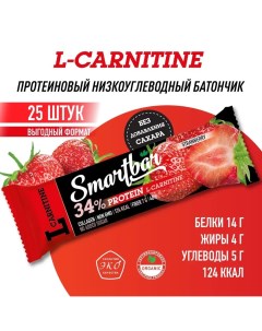 Протеиновые батончики Protein L carnitine Клубника без сахара 25 шт по 40 г Smartbar