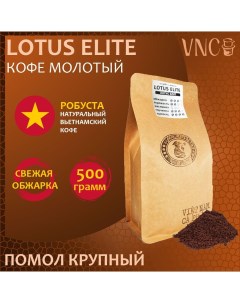 Кофе молотый Робуста Lotus Elite крупный помол Вьетнам свежая обжарка 500 г Vnc