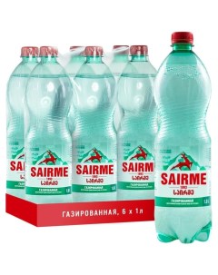 Вода минеральная Саирме лечебно столовая 1 0 л х 6 бутылок газированная пэт Sairme