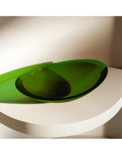 Раковина накладная прозрачная Kristall AT2808Emerald зеленая Abber
