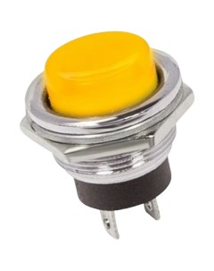Выключатель кнопка металл 250V 2А 2с ON OFF O16 2 желтая Rexant