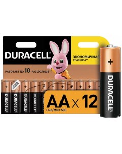 Батарейки щелочные алкалиновые Basic АА 1 5В 12шт пальчиковые Duracell