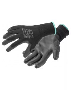 Перчатки рабочие полиуретановые черные размер 11 12 пар Hoegert