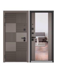 Дверь входная для квартиры металлическая LOFT 960х2050 левая зеркало коричневый Proline