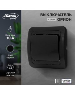 Выключатель Орион 10 А 1 клавиша скрытый черный Luazon lighting