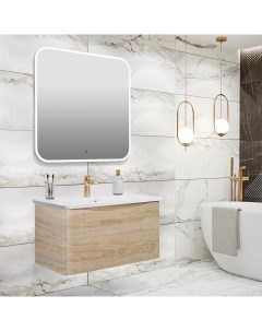 Мебель для ванной Тоскана 80 с зеркалом Руан 80х80 светлое дерево Runo