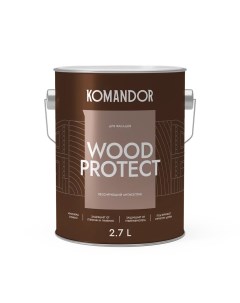 Антисептик для дерева Wood Protect лессирующий база С бесцветный 2 7 л Командор