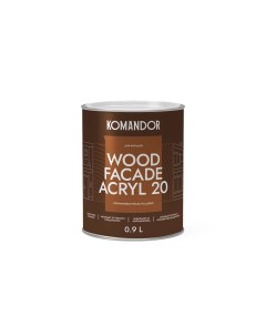 Краска для деревянных фасадов Wood Facade Acryl 20 полумат база А белая 0 9 Командор