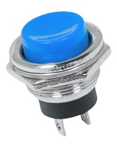 Выключатель кнопка металл 250V 2А 2с ON OFF O16 2 синяя Rexant