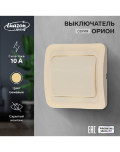 Выключатель Орион 10 А 1 клавиша скрытый бежевый Luazon lighting