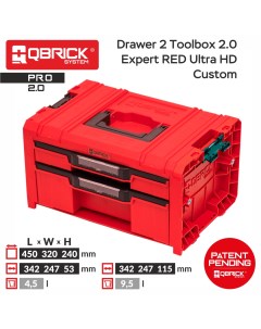 Ящик с набором органайзеров PRO Drawer 2 Toolbox Expert RED Ultra HD Qbrick system